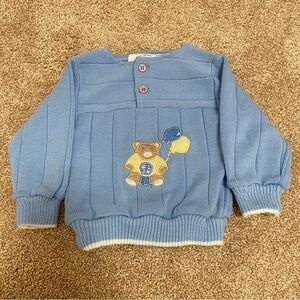 Vintage #1 Son Mine Alone Macys 6-9 Months Baby Boy Blue Sweater Teddy Bear RH